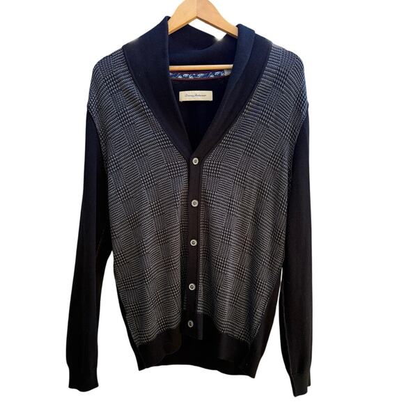 Tommy Bahama Silk Cardigan sweater gray black Size Small - Picture 1 of 6